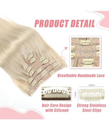 Vlasy Clip in Hair Extensions Human Hair 14 Inch Light Grey# - 7 Piece Seamless Thick Weft Real Hair Clips for Women -70g - Buy Online on SooperMarket.com