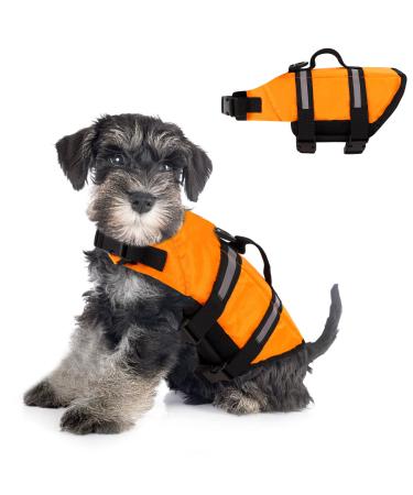 Dog Life Jacket Adjustable Dog Life Jacket Vest Reflective Orange Pet Swimming Jacket Swimwear for Middle and Small Dogs Protection Swimsuit with Rescue Handle High Buoyancy Safety Swimsuit (XS)