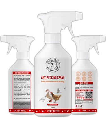 C&G Pets | Anti Pecking Spray 500ML | Organic Blend Protects and Supports Poultry Health | Stop Peck Cleans Pecking Wounds and Cuts | Helps Prevent Feather Pecking | Cruelty Free and Kind Spray 500 ml (Pack of 1)