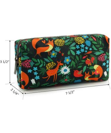 Canvas Lparkin Spring Pencil Case - Forest Animals Motif Zippered Gadget & Makeup Bag | Perfect Gift for Men & Women - Buy Online on SooperMarket.com