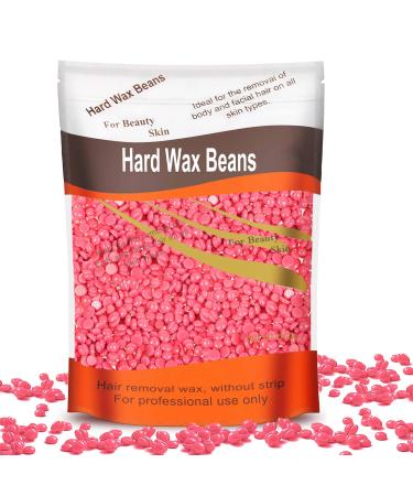 Wax Beads Professional Hard Wax Beads 500g Hair Removal for All Body Brazilian Bikini Face Legs Eyebrow Painless As a Gifts for Women & Men (rose) Pink