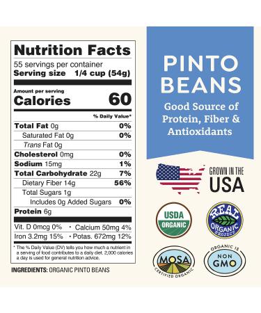 Organic Dried Pinto Beans 5lb Bulk | Grown in USA | Vegan & Non-GMO | Fiber & Protein for Soups, Burritos, Salads | Doudlah Farms - Buy Online on SooperMarket.com