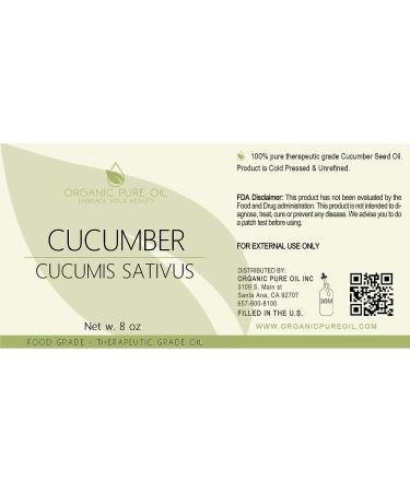 OPO Cucumber Seed Oil - 8 oz | 100% Pure & Unrefined | Cold Pressed & Non-GMO | Vegan Carrier Oil for Skin, Hair, Nails & Body | Hydrating & Nourishing Formula - Buy Online on SooperMarket.com