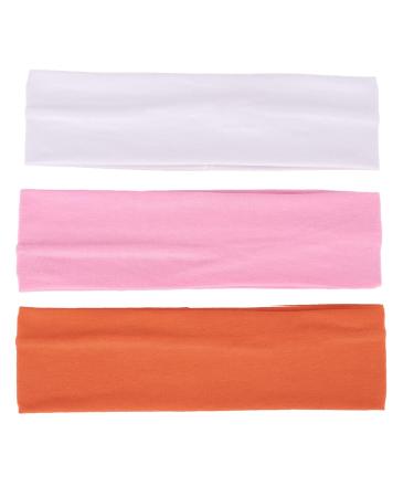 Buy MapofBeauty 3 Pack Yoga Headbands - Stretchy Cotton Hair Wraps for Sport & Exercise (White Pink Orange) - International Shipping Available - Buy Online on SooperMarket.com