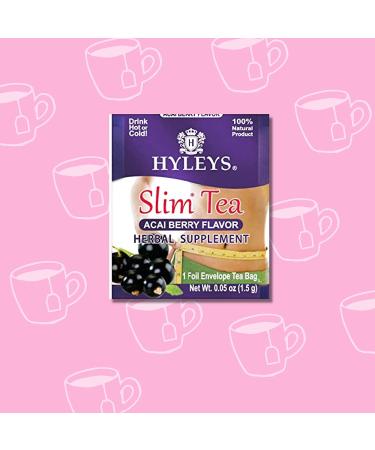 Hyleys Acai Berry Slim Tea - 25 Foil Envelope Tea Bags (0.05 oz each) | Weight Loss & Detox - Buy Online on SooperMarket.com