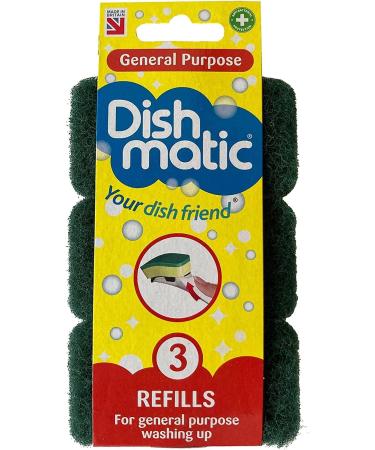 Dishmatic Fillable Washing up Brush and Sponge with 3X Refills - Easy Grip Dish Cleaner + Bonus - General Purpose Dishmatic Brush - Buy Online on SooperMarket.com