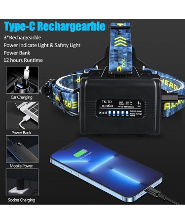 Ynipanda Rechargeable LED Headlamp | 30W White Laser Beads | Blue - Buy Online on SooperMarket.com