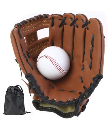 Leapbeast baseball gloves - softball gloves with a ball adult baseball training competition gloves thicken permanent softball gloves for children adult brown -b 12.5 inches