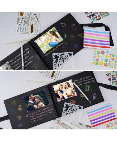OLAI Scrapbook Photo Album 80 Pages DIY Craft Paper Book Set + Metal Pen - Black | Anniversary Wedding Graduation Travel Album - Buy Online on SooperMarket.com