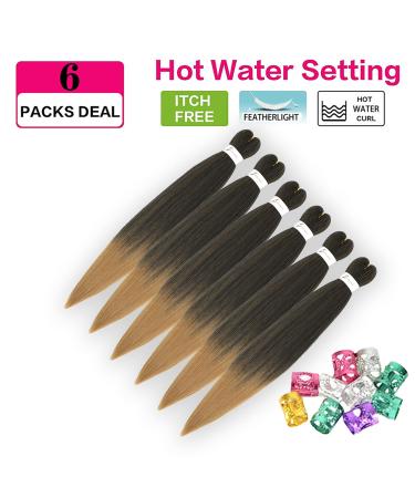 Xusuperb Lang Pre Stretched Braiding Hair Ombre Honeyblond 30 Inch - Easy Kanecalon Extensions (6 Packs) | Lichelhair Yaki Lichen Hair (T1B/27# 76 cm) - Buy Online on SooperMarket.com