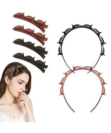 DHWEKU Bangs Hairstyle Hairpin 2 Pieces Hairstyle Aid Headband with Clips Hairpins Hairdressing Supplies Headband Hair Accessories Hair Band Hair Band with Clips Twist Clip Headband