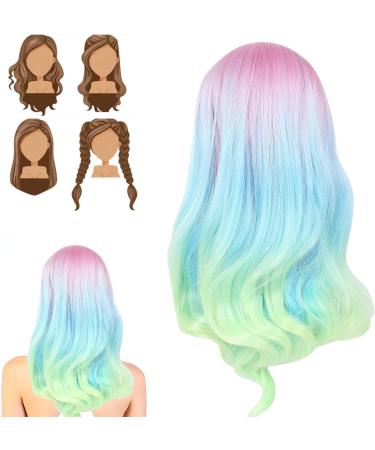 Long Wavy Wig Pink To Blue Cosplay Party Wigs Gradient for Women for Daily Party for Cosplay - Buy Online on SooperMarket.com
