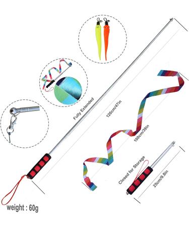 Bluemary Cat Feather Toy Set - 2 Retractable Wand Toys & 4 Rainbow String Teasers | Interactive Indoor Toys for Kittens & Cats - Buy Online on SooperMarket.com