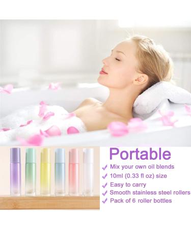 Apstaqeoo 6Pcs 10Ml Essential Oils Roller Bottles Empty Roll on Bottles with Roller Ball & Gold Lids Refillable Glass Roller Bottle with Opener Label for Perfume Fragrance Aromatherapy - Buy Online on SooperMarket.com