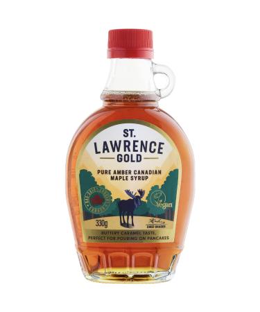 St Lawrence Gold Maple Syrup 250ml - 330g Grade A 100% Pure Canadian Amber Maple Syrup for Pancakes Waffles Coffee and Cocktails - Buttery Caramel Taste - Gluten Free Vegan Standard Amber 250 ml (Pack of 1)