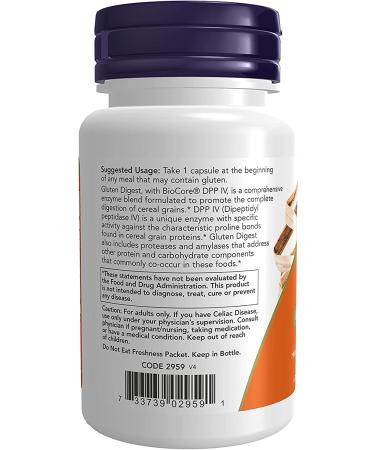 NOW Gluten Digest with BioCoreDPP IV - Gastrointestinal Support - 60 Veg Capsules - Buy Online on SooperMarket.com