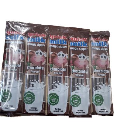 Quick Milk Chocolate 5 bags with 5 straws each Magic Milk Drinking Straws Straws