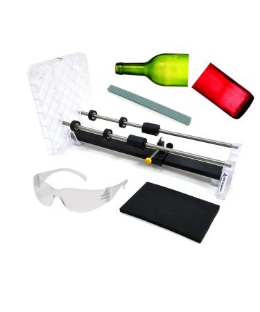Creator's Glass Bottle Cutter DIY Machine Kit - Professional Series - Most Trusted  Reliable  Loved - Made In The USA - Precision Quality Parts - Includes Carbide Cutter  Ruler  Ball Bearing Rollers  Safety Glasses - Cra...