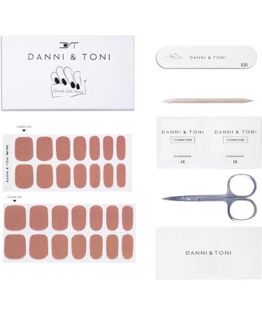DANNI & TONI Everglow Gel Nail Strips - 28 Semi Cured Stickers in Light Salmon with Golden Shimmer | Solid Colour Gel Nail Polish - Buy Online on SooperMarket.com