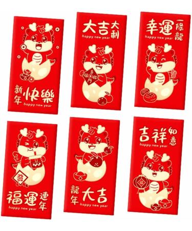 6 Pieces Chinese New Year Red Envelopes Lucky Money Envelope 2024 Dragon Hongbao Hong Bao for Spring Festival Birthday A Style A - Buy Online on SooperMarket.com