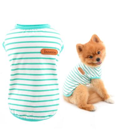 Smalllee_lucky_Store summer clothing for dogs striped T-shirt for small and medium-sized dogs cats boys girls sleeveless teacup yorkie chihuahua clothing medium green