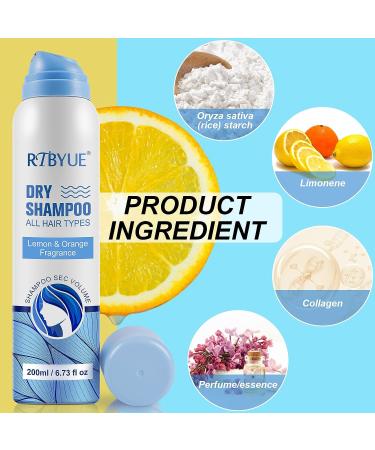 Waterless Dry Shampoo Powder Spray 6.73oz - Nourishing Lemon & Orange Scent - Instantly Absorbs Oil for All Hair Types - Travel Size Refreshing Dry Shampoo - Buy Online on SooperMarket.com