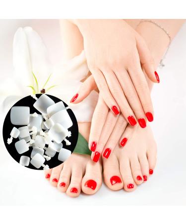1200 Full Cover White Acrylic False Press-On Toenails - Natural Color, 12 Sizes - for Women & Girls - Buy Online on SooperMarket.com