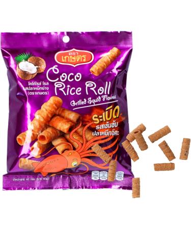 Kaset Coco Rice Roll Grilled Squid Flavour 40g - Authentic Thai Snack - Buy Online on SooperMarket.com