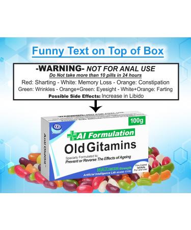 Funny Rude Joke Tablets Pill Box Prank Includes Jelly Beans Sweets Unusual Gift for Men Father's Day Him Her April Fools Day Easter Birthday Gifts for Women Presents for Dad Boyfriend Old Gitamins - Buy Online on SooperMarket.com