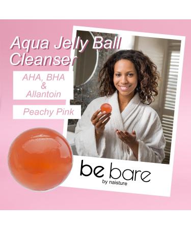 Be Bare Aqua Jelly Ball Cleanser - Daily Korean Face Wash for Dry Skin with AHA BHA & Allantoin - Hydrating Exfoliant - Peachy Pink (1.41oz - Buy Online on SooperMarket.com