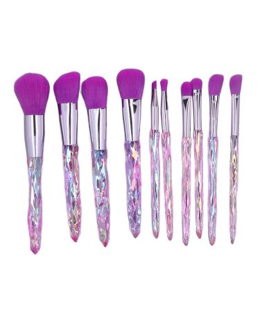 Soft Lightweight Portable Purple 10Pcs Blush Eyeshadow Makeup Brush Skin Friendly Cosmetic for Daily Use