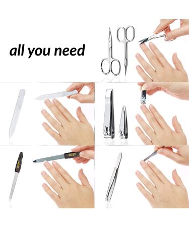 Marqus Manicure Set - 7 Parts Made in Germany | Patented Glass Files | Leather Etui for Hand & Foot Care - Best Grooming Kit for Ladies & Gentlemen - Buy Online on SooperMarket.com