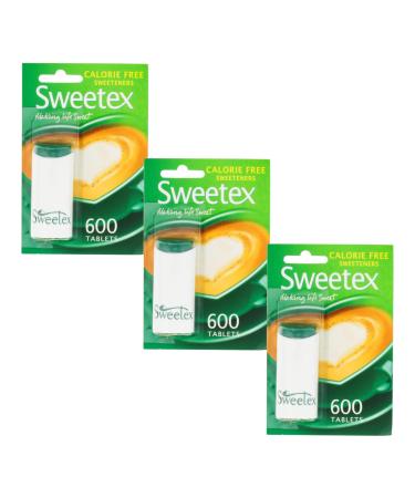 Sweetex Calorie-Free Sweetener Tablets - Sugar Substitute for Hot and Cold Drinks Suitable for Diabetics and Vegetarians 1800 Tablets (3 x 600)