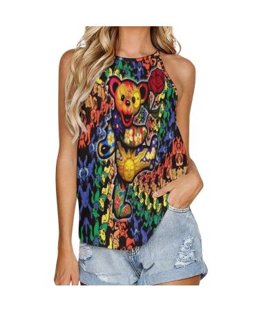 Women's Tank Tops Summer Casual Round Neck Vest Sleeveless Blouse Shirts Funny Patterns Colorful Summer X-Large