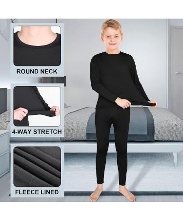 Silkfly Boys Thermal Underwear Set - Fleece Lined Long Johns for Kids - Base Layer Shirt and Pants Set - Winter Large - Buy Online on SooperMarket.com