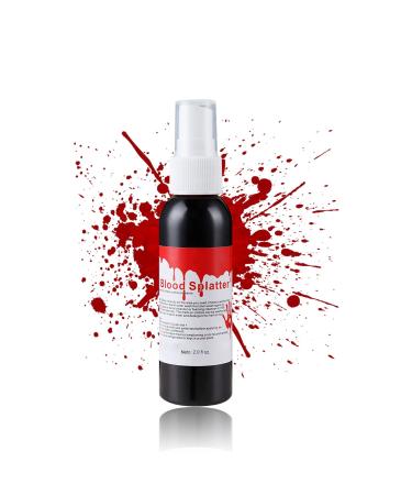Fake Blood Makeup Spray Blood Splatter for Clothes and Zombie Monster Vampire Clown Costume Cosplay Makeup Halloween SFX Fake Blood Special Effects Makeup 2.1Oz(60ml)