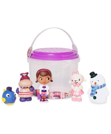 Disney Store Official Bath Toy Set for Kids Doc McStuffins 5 Pc. Playset Includes Bucket with Straining Lid and Five Figures Suitable for Ages 6 Months+