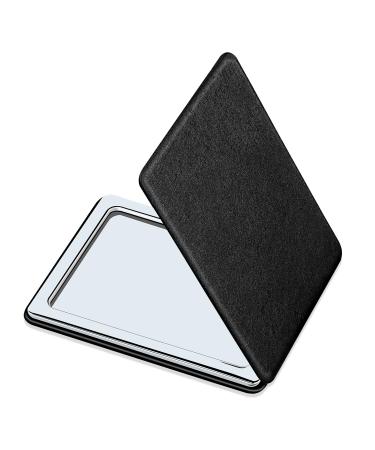 YTZJ Direct Compact Mirror for Men Women and Girls Black Travel Folding Vanity Makeup Mirrors for Purse Handbag and Pocket Portable Double-Sided Magnifying Cosmetic Mirror without Distortion