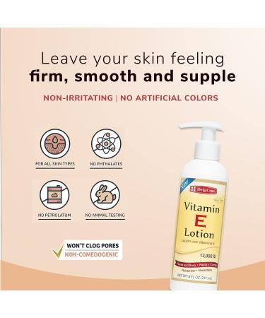 De La Cruz Vitamin E Lotion 12,000 IU for Dry Skin - Moisturizing Body Lotion 8oz - Made in USA - Buy Online on SooperMarket.com