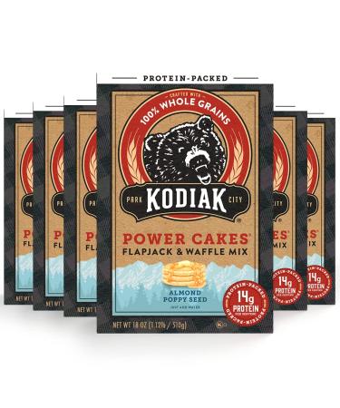 Kodiak Cakes Protein Pancake Power Cakes Flapjack and Waffle Mix Almond Poppyseed 18 Ounce (Pack of 6)