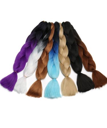 Tess Braids Extensions 60cm - 3 Pack Jumbo Kanecalon Hair Braids for Box Braids - 100g Purple Kunsthaar Extensions - Buy Online on SooperMarket.com