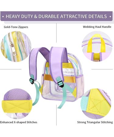 Clear Mini Stadium Approved Transparent Backpack - Heavy Duty 12x12x6 Waterproof Book Bag for Teens, Girls, Women - Ideal for Concerts, Sporting Events, Travel, Work, School - Lavender - Buy Online on SooperMarket.com