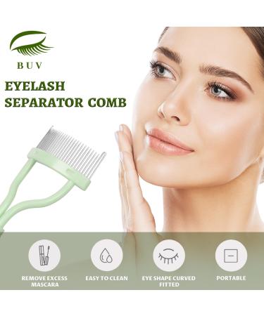 Eyelash Comb Eyelash Curler Makeup Mascara Applicator Eyelash Definer Eyebrow Brush Metal Teeth Eye Lash Tool LSSZ-E Light Green 12 - Buy Online on SooperMarket.com