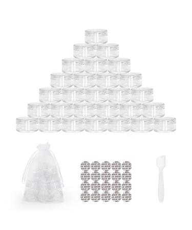 Sumdirect 100 pieces 5 grams of emptiness with lid transparent cosmetic container plastic pot for cream lip balm and lotion with a snoop and 10 pieces white organza pockets