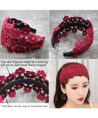 FZBNSRKO 5 Pcs Wide Lace Headband for Women and Girls - Non-Slip Floral Lace Headbands in Random Colors - Buy Online on SooperMarket.com