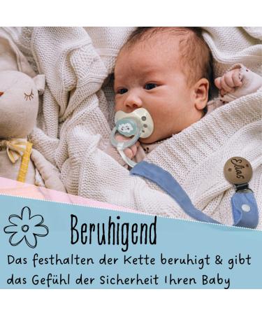 Personalized Babylovit Pacifier Chain with Name | Baby Gift for Birth & Baptism | Washable Fabric Tape Pacifier Band for Boys & Girls - Buy Online on SooperMarket.com