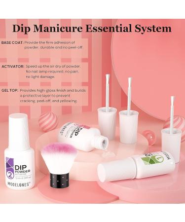 Modelones 6 Color Dip Powder Nail Kit Starter Set | Nude Pink Glitter | Base/Top Coat Activator | French Manicure DIY Salon Golden - Buy Online on SooperMarket.com