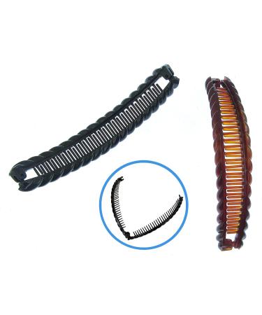 Rocita Long Banana Hair Clips - Black & Brown Dual Pack (15cm) - Buy Online on SooperMarket.com