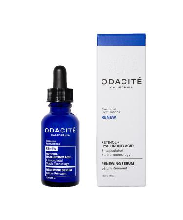 Odacite Renewing Retinol & Hyaluronic Acid Facial Serum - Anti-Aging Face Serum Targets Fine lines Blemishes & Wrinkles - Squalane Vitamin E & Rose Floral Water for Smooth Skin - 1 Fl Oz