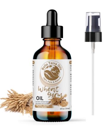 Bella Terra Oils - Organic Wheat Germ Oil 4oz - A Symphony of Vitamin E & C Pure Essence of Face Oil Dive into Natural Glow & Suppleness 4 Fl Oz (Pack of 1)